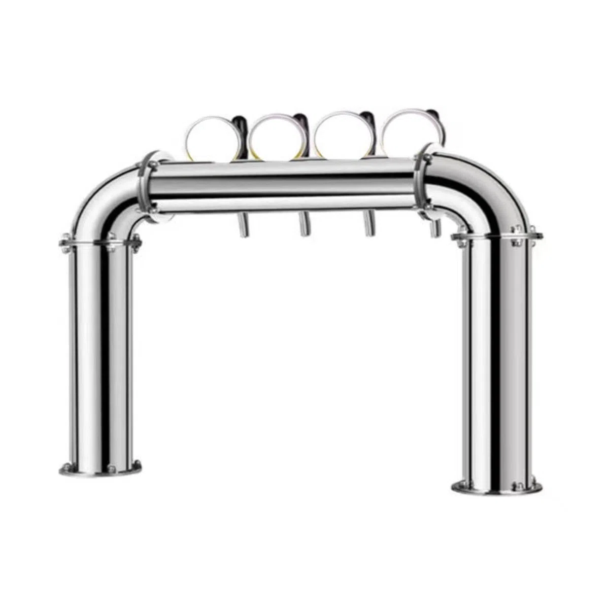 predolo Dispenser Birra 4 Rubinetti Design Arco Spina Birra con Maniglie Tonde Finitura Brillante Attrezzatura Bar, Argento, Colore Originale, 4 Teste