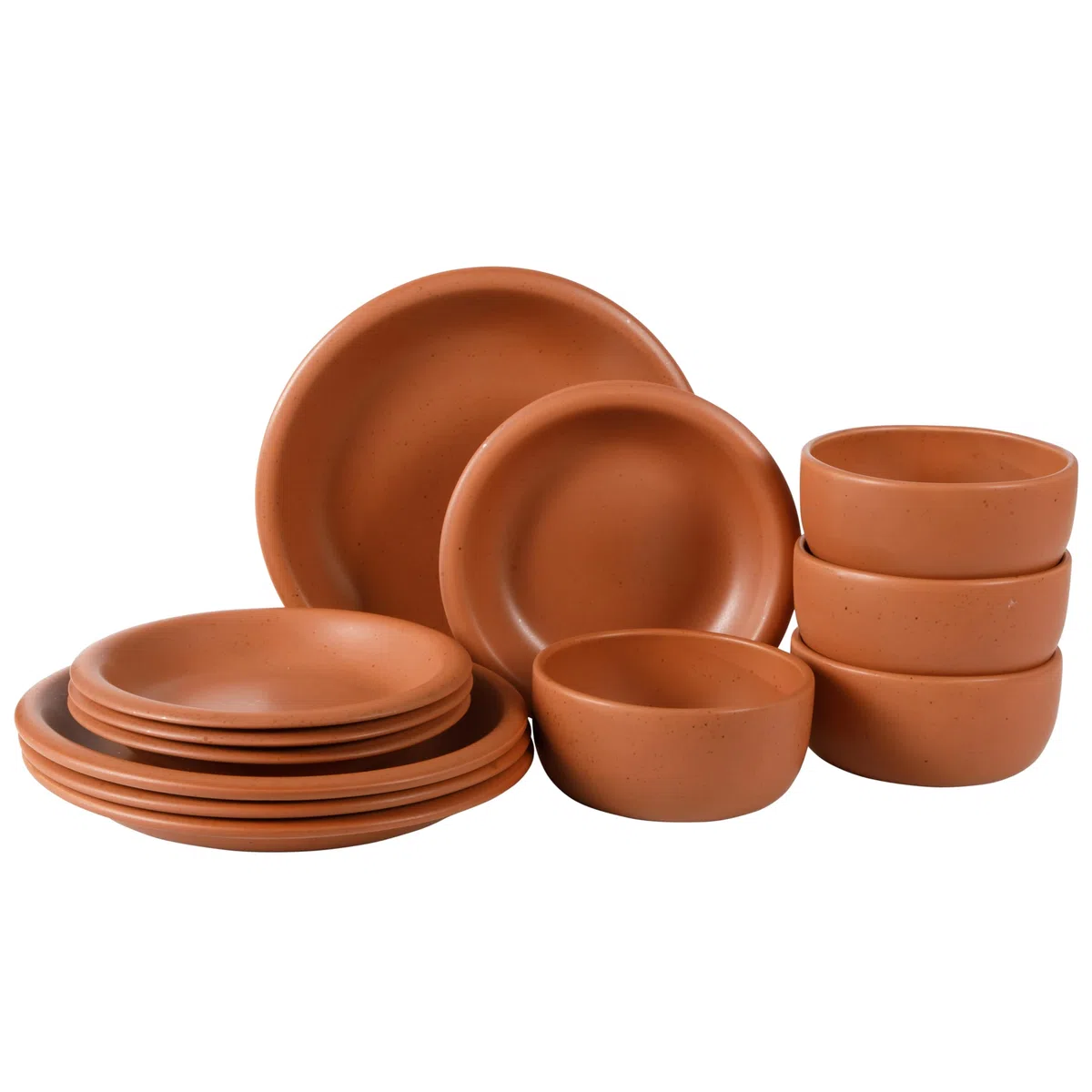 Bloomhouse Corcisa Clay - Servizio di stoviglie in gres porcellanato, 12 pezzi, colore: albicocca bruciata
