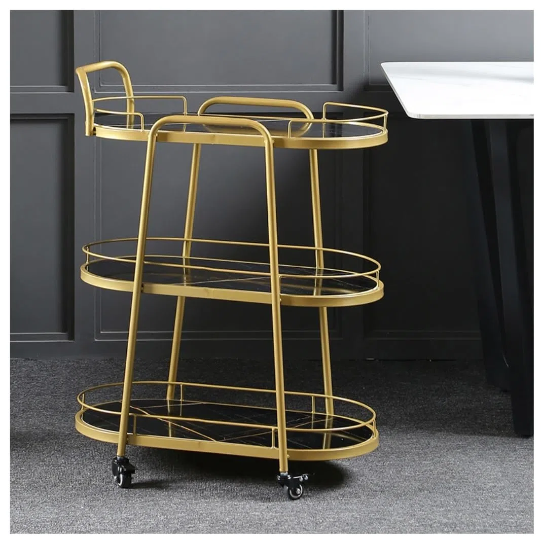 Carrellino Carrello Scaffale Carrello Bar Carrello da Portata Carrello da Portata Cucina Struttura in Metallo Bar Carrelli da Portata Ruote con Freno Carrello Cucina(A,3-Tier)